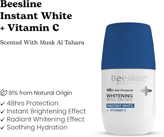 Beesline Whitening Roll-On Deo - Instant White Vitamin C , White Sapphire 48h Protection - 50 ml 2.webp