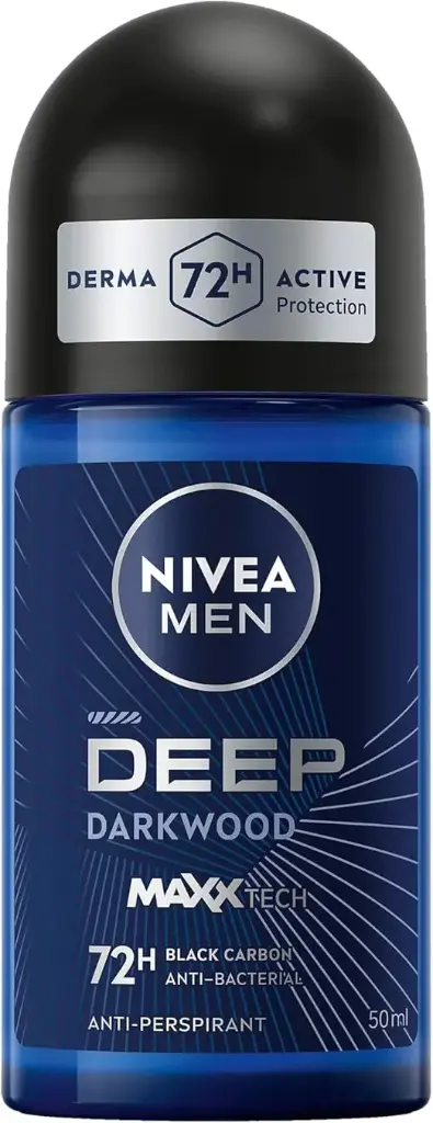NIVEA Men Deep Black Carbon Antiperspirant Roll-on - Dark Wood Scent - 50ml