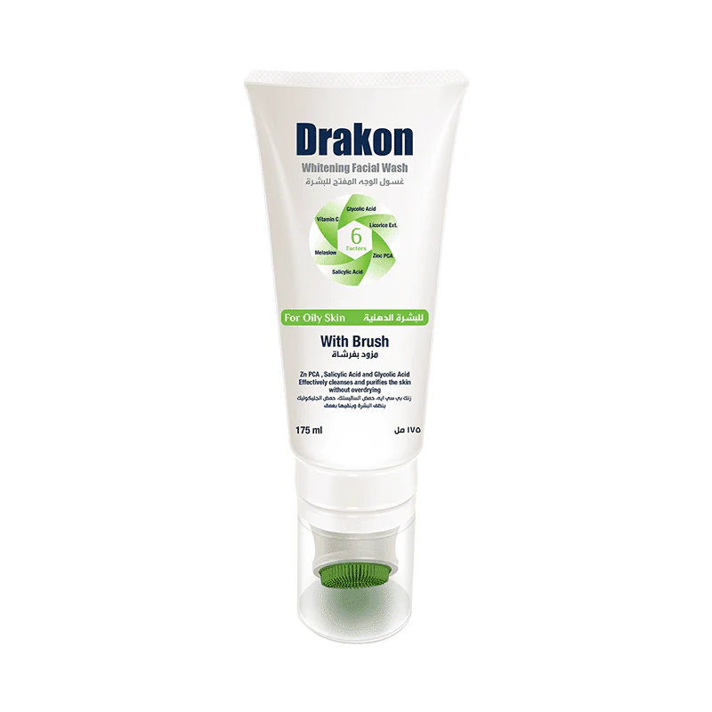 Drakon Whitening Facial Wash for Oily Skin with Brush - 175ml