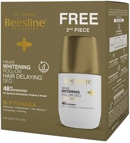 Beesline Whitening Roll-On Deodorant Hair Delaying 48h Protection (1+1) Promo Pack - 50 ml 