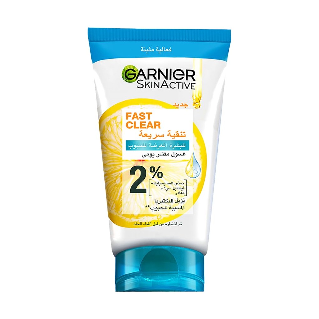 Garnier Skinactive Fast Clear 3-in-1 Face Wash, For Acne Prone Skin, with Salicylic Acid and Vitamin C, 150ml