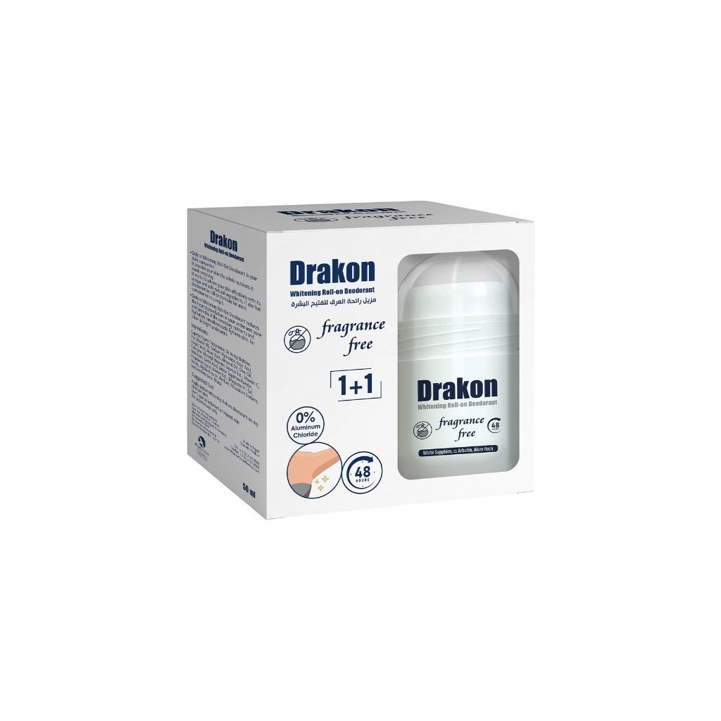 Drakon Whitening Roll-On Deodorant – Fragrance Free 50ml 1+1