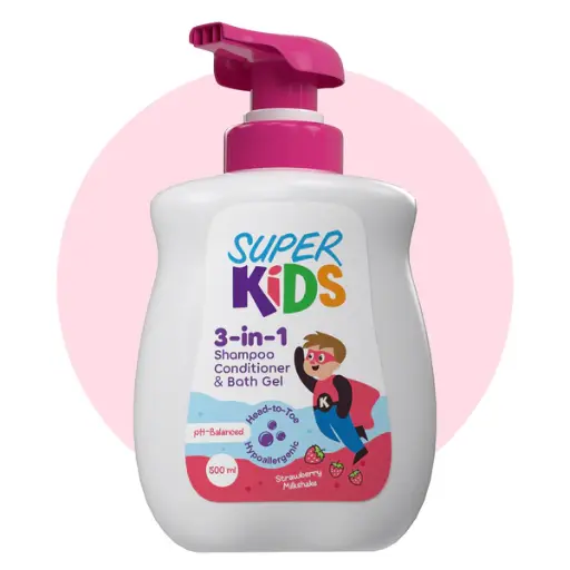 [koz495] Superkids 3 In 1 Strawberry Milkshake Shampoo 500 ml