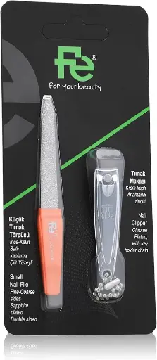 [koz1141] Fe Nail Clipper Chrome Plated, with Key Holder Chain FEPI041   