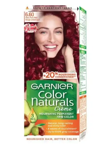 [koz2110] Garnier Color Naturals Permanent Creme Hair Color - 6.60 Fiery Pure Red